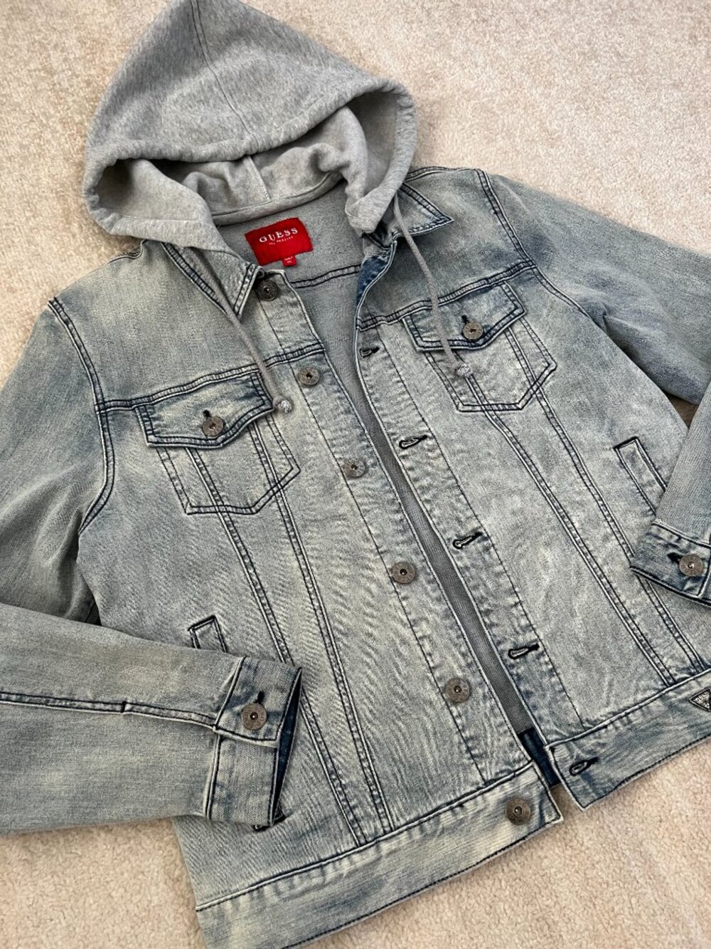 Guess Blue Hooded Jeans Denim Jacket XL - Picture 3 of 10